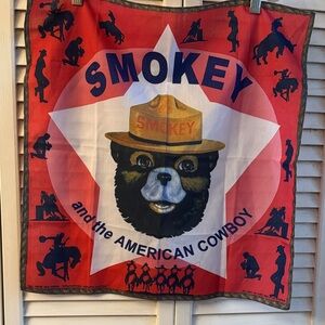 Vintage bandanna of Smokey and the American Cowboy. Smokey the Bear graphics.